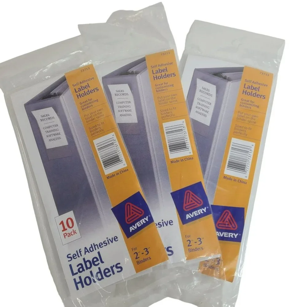 Avery Self Adhesive Label Holders 3 Sets of 10 Pack 30 Total for 2-3